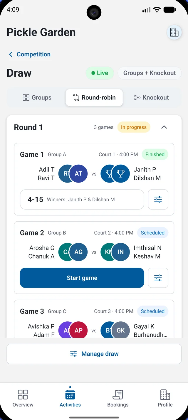 Elnexa live competition draw screen