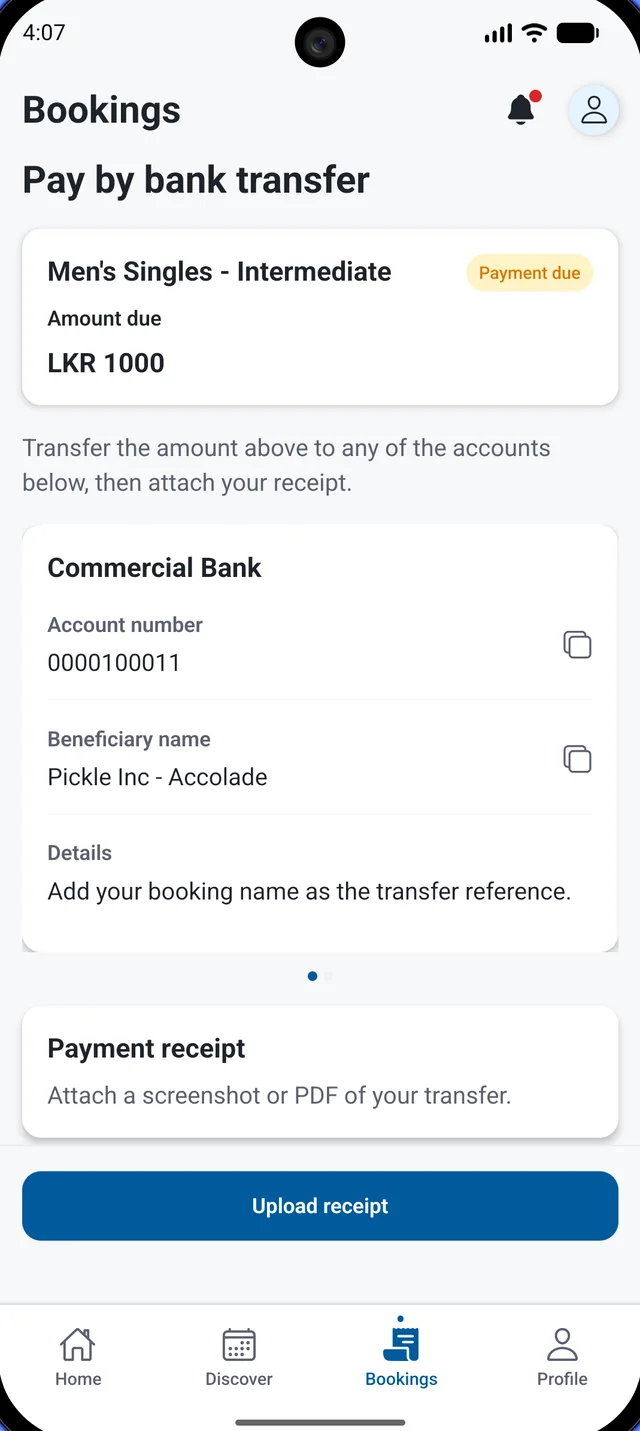 Elnexa pay-by-bank-transfer screen